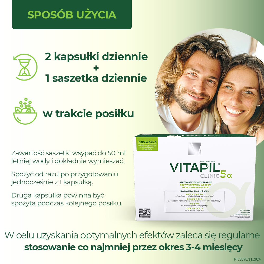 Vitapil Clinic 5α, zestaw zawierający składniki przeciw wypadaniu włosów o smaku ananasowym, 60 szt. + 30 szt.