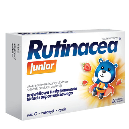 Rutinacea Junior, tabletki ze składnikami wspierającymi odporność dla dzieci, 20 szt.