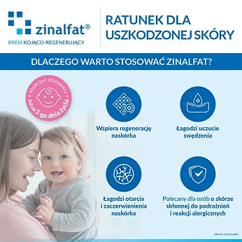 Zinalfat, krem łagodzący podrażnienia skóry, przyspieszający regenerację naskórka, tuba 50 ml