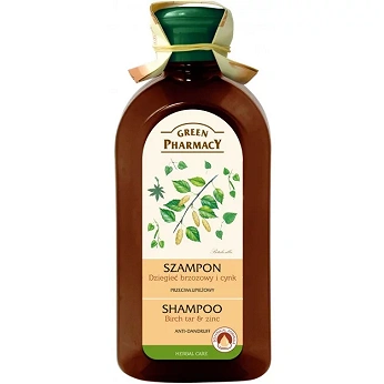 Green Pharmacy, szampon przeciwłupieżowy z cynkiem i dziegieć brzozowym, 350 ml