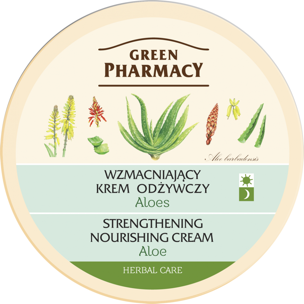Green Pharmacy, krem do twarzy wzmacniający, odżywczy z aloesem, 150 ml