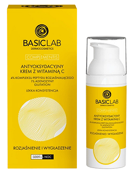 BasicLab, antyoksydacyjny krem z witaminą C, rozjaśnienie i wygładzenie 50 ml