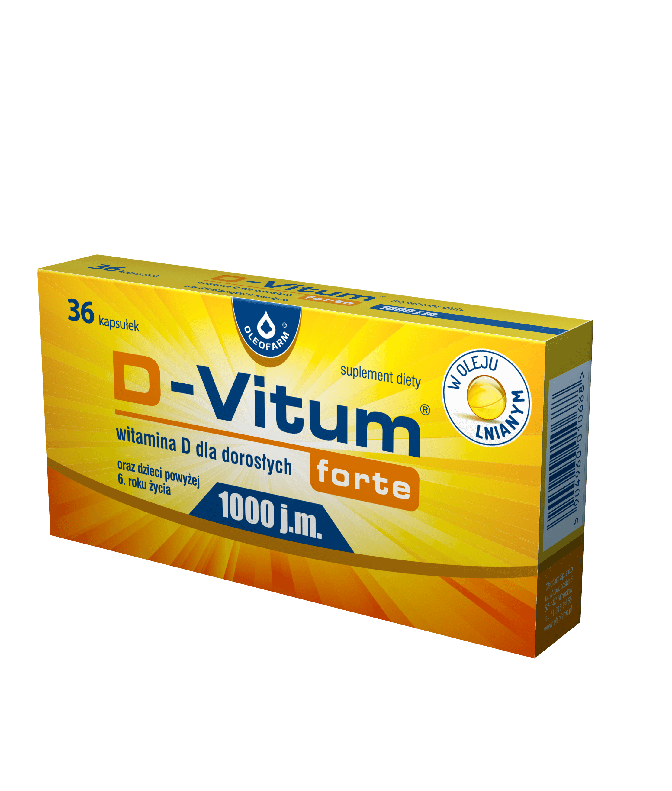 D-Vitum forte 1000 j.m., kapsułki z witaminą D, 36 szt.