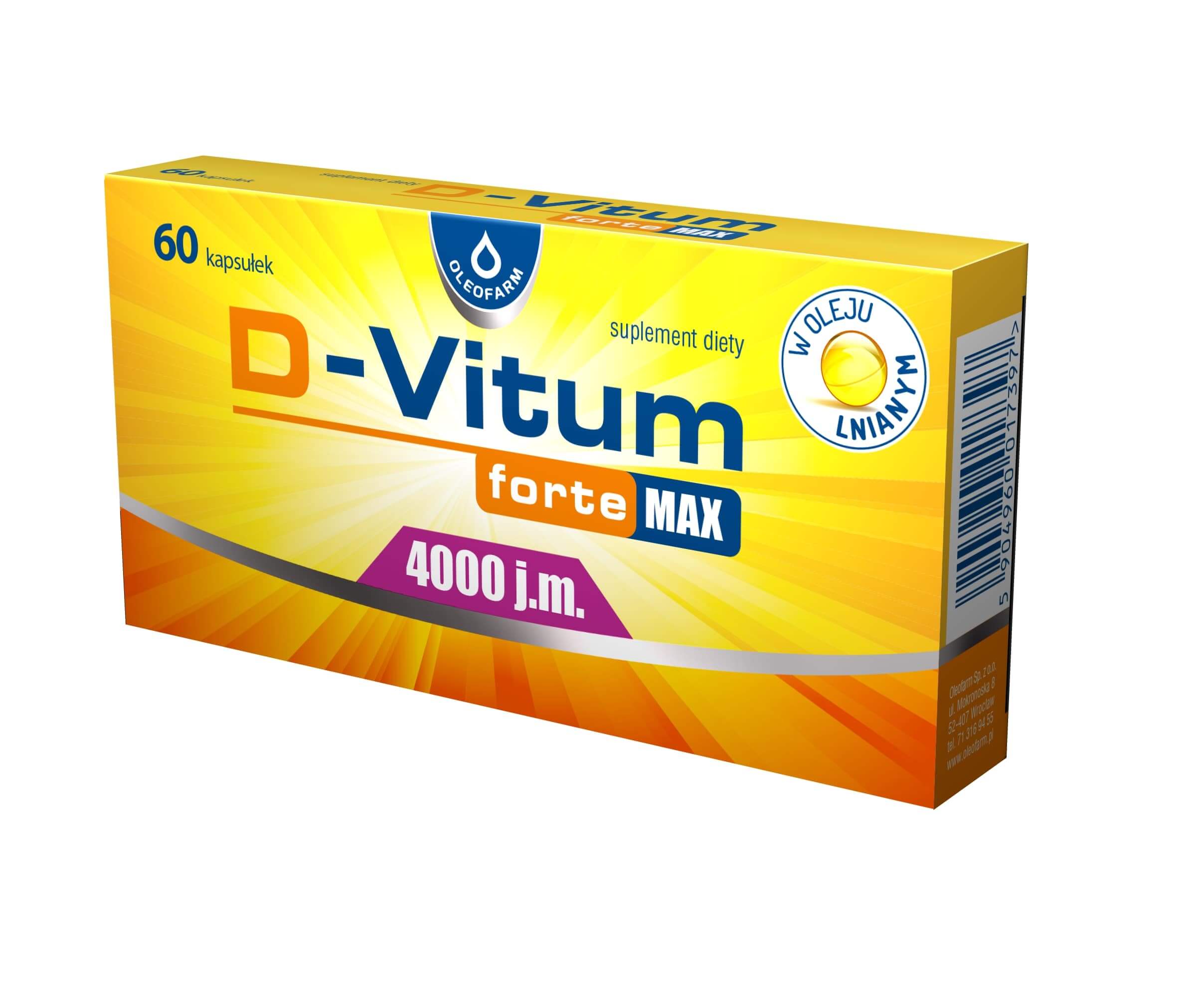 D-Vitum forte MAX 4000 j.m., kapsułki z witaminą D, 60 szt.
