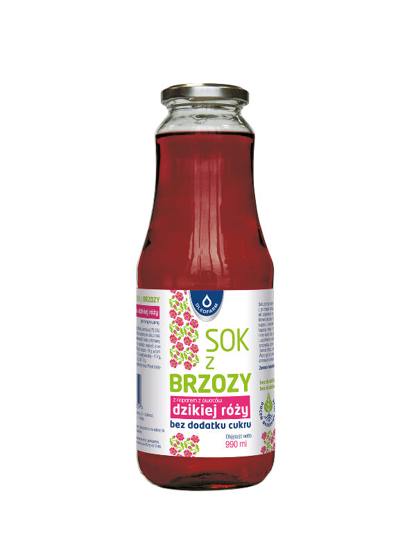 Sok z brzozy z naparem z dzikiej róży, bez cukru, 990 ml