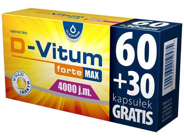 D-Vitum forte Max 4000 j.m.  kapsułki z witaminą D i olejem lnianym, 90 szt. 
