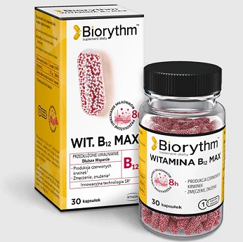 Biorythm Witamina B12, kapsułki o przedłużonym uwalnianiu z witaminą B12, 30 szt.