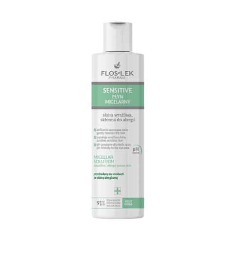 FLOSLEK Flos-Lek Sensitive, płyn micelarny do skóry wrażliwej demakijaż twarzy i oczu, 225 ml