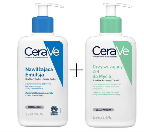 CERAVE Zestaw, żel do mycia, 473 ml + emulsja, 473 ml