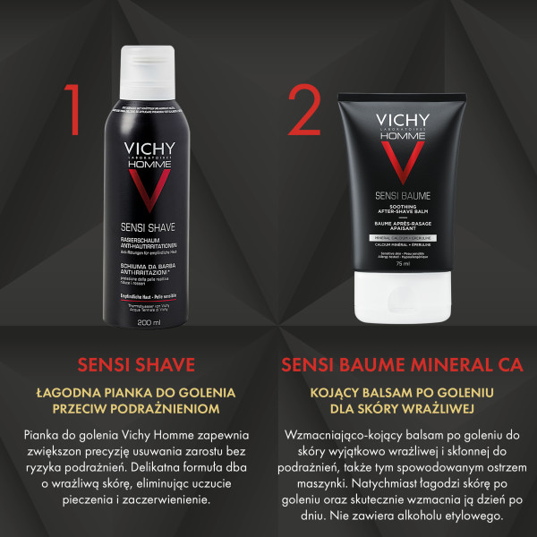 Vichy Homme, pianka do golenia, 200 ml + balsam po goleniu, 75 ml