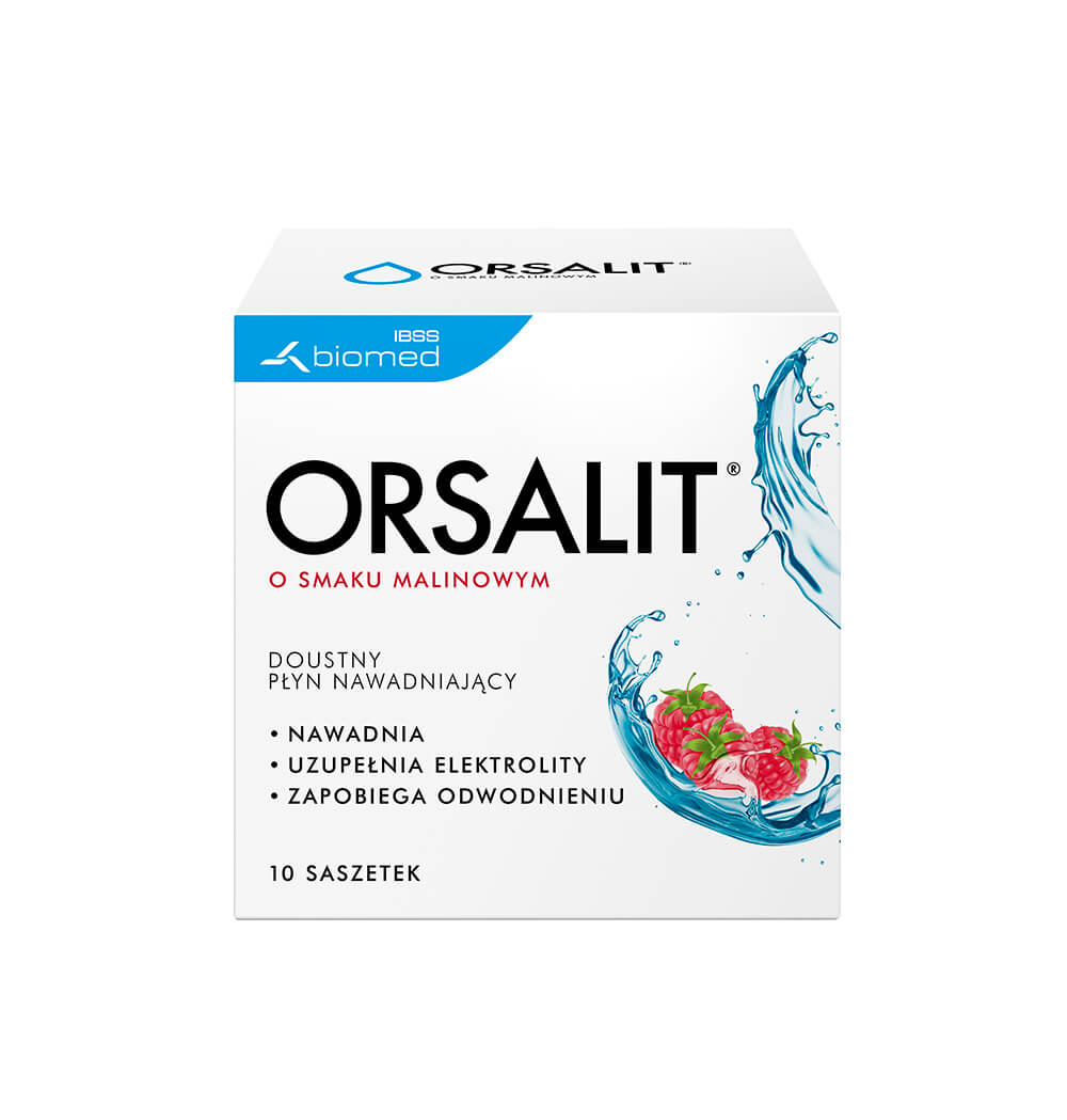 ORSALIT, proszek nawadniający o smaku malinowym, 10 sasz.