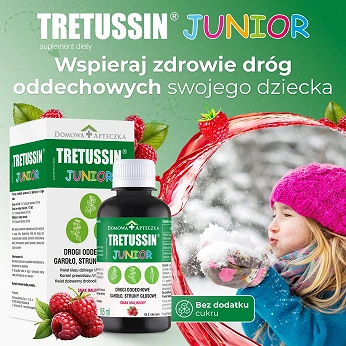 Tretussin Junior, płyn ze składnikami wspomagającymi drogi oddechowe, 165 ml