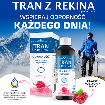 Domowa Apteczka Tran Z Rekina, tran z rekina o smaku malinowym, 330 ml
