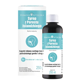 Syrop z porostu islandzkiego, łagodzący objawy suchego kaszlu, podrażnionego gardła i chrypki, 250 ml