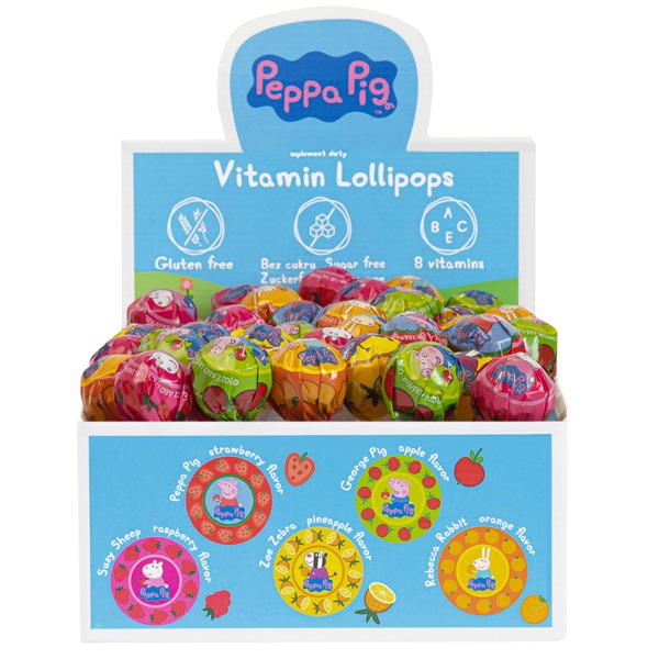 Vitamin Lollipops Domowa Apteczka, lizak witaminowy w opakowaniu z nadrukiem Świnki Peppy, 1 szt,