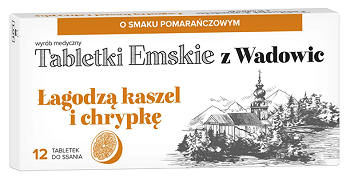 Tabletki Emskie Z Wadowic, pastylki do ssania o smaku pomarańczowym, 12 szt.