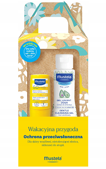 Mustela Wakacyjna Przygoda, żel do mycia, 100 ml + sztyft SPF 50+, 9 ml