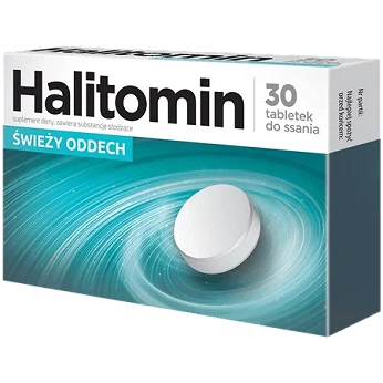 Halitomin, tabletki do ssania ze składnikami wspomagającymi w nieświeżym oddechu, 30 szt.