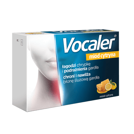 Vocaler miód cytryna, pastylki do ssania na chrypę i uczucie suchości w gardle, 12 szt.
