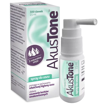 AkusTone, spray wspomagający higienę uszu, usuwanie korków woskowinowych, 15 ml