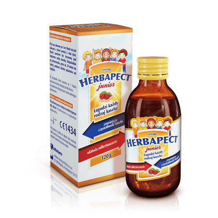 Herbapect junior, syrop na kaszel dla dzieci o smaku malinowym, butelka 120 g