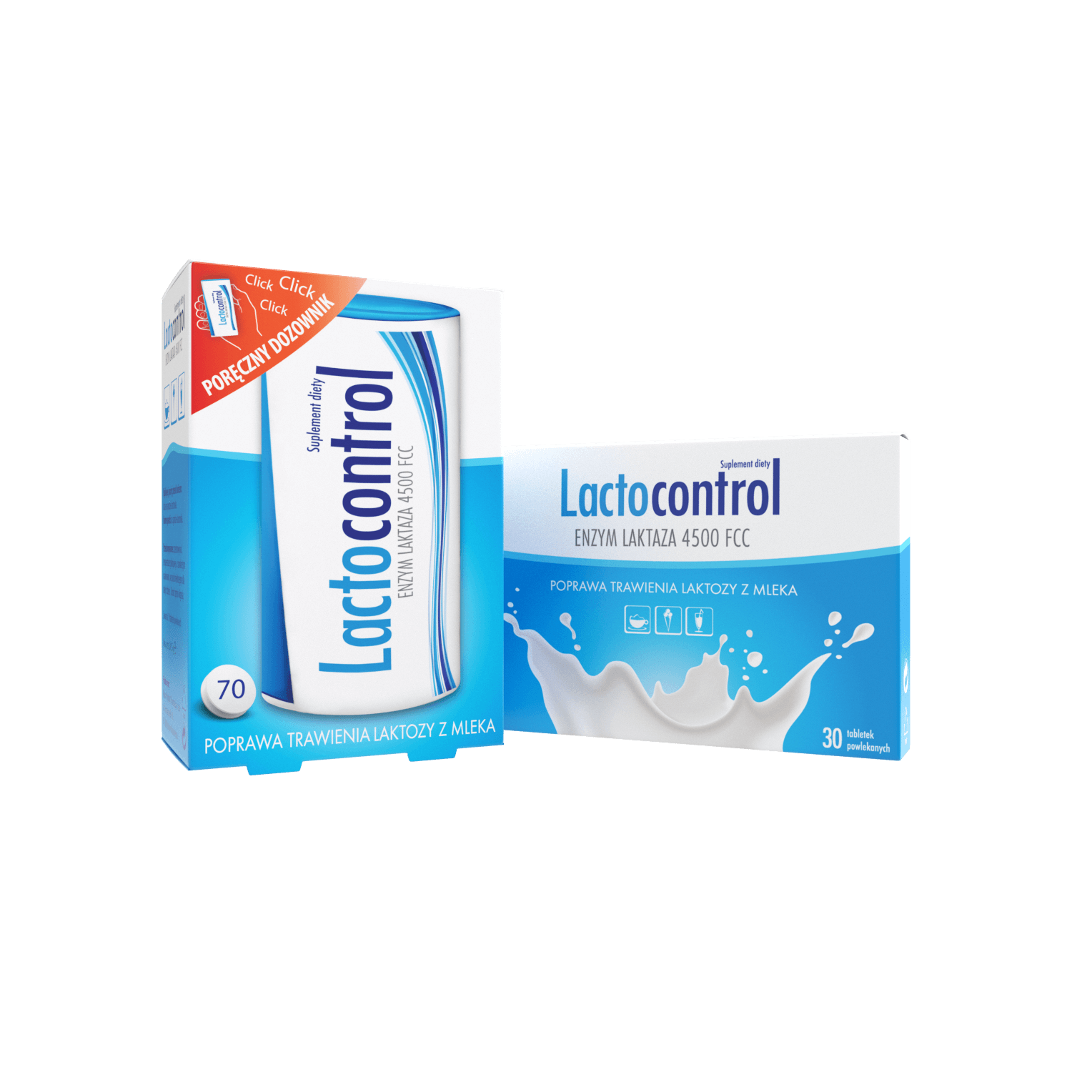 Lactocontrol, tabletki ze składnikami ułatwiającymi trawienie laktozy z mleka, 70 szt.