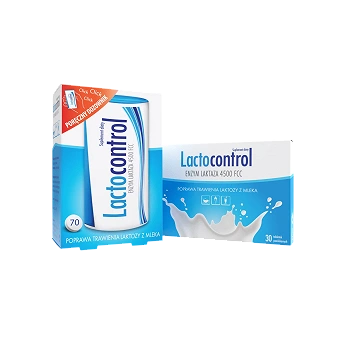 Lactocontrol, tabletki ze składnikami ułatwiającymi trawienie laktozy z mleka, 70 szt.
