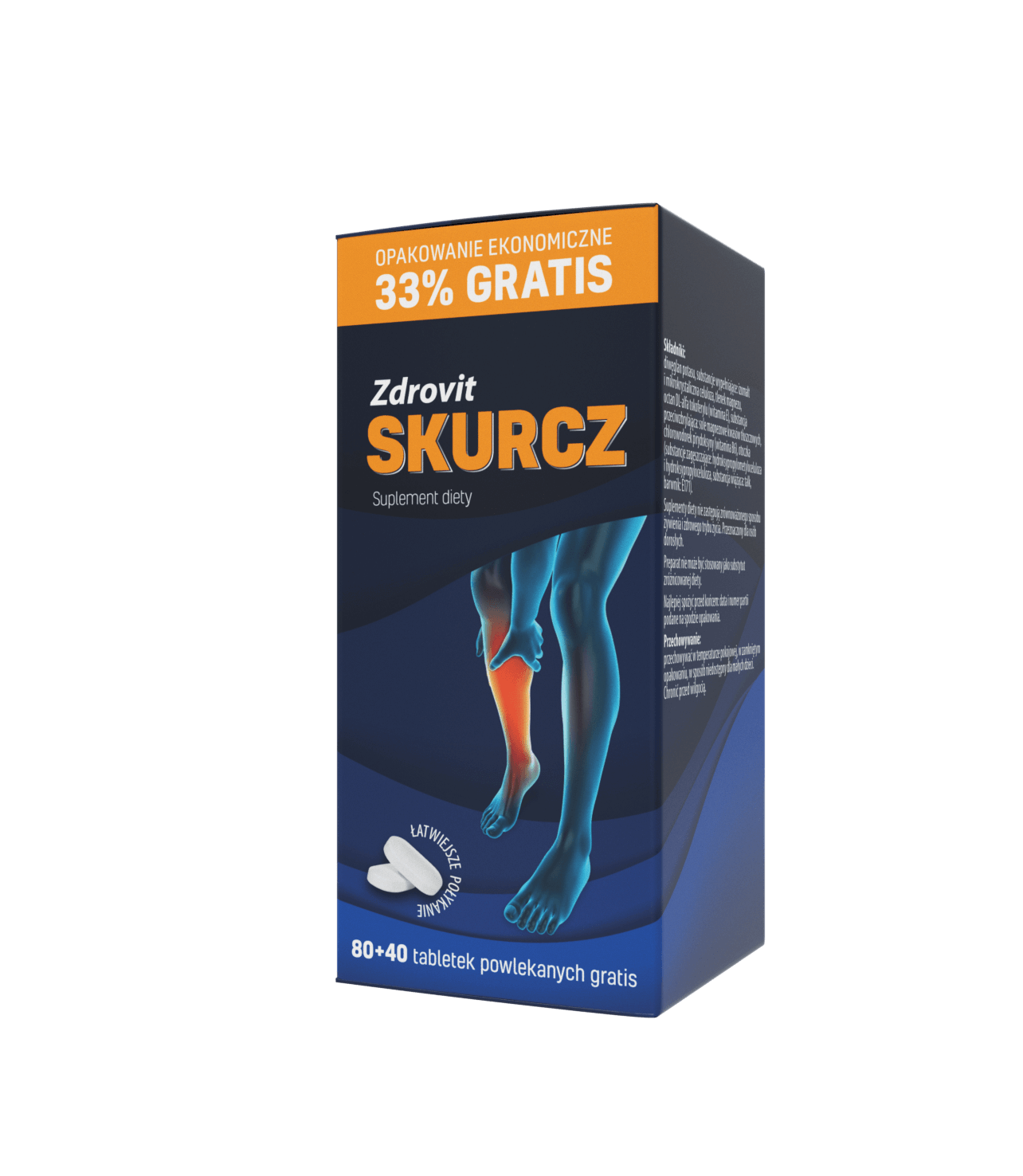 Zdrovit Skurcz , tabletki powlekane ze składnikami wspierającymi układ mięśniowy, 80 szt. + 40 szt. gratis