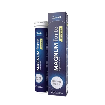 Zdrovit Magnum forte cytrynian , tabletki musujące ze składnikami redukującymi zmęczenie i stres, 20 szt.