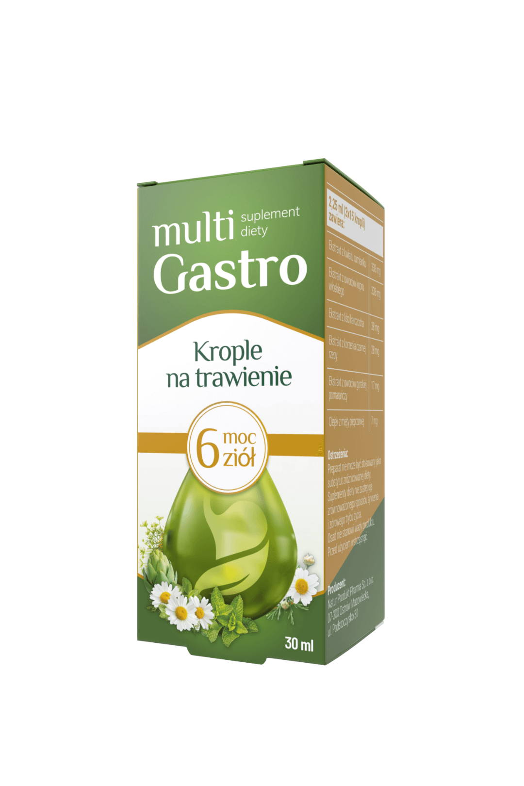 Multigastro krople ze składnikami wspomagającymi trawienie, 30 ml