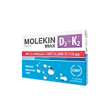 Molekin D3 + K2 Max tabletki ze składnikami na odporność, zdrowe kości i zęby, 30 szt.