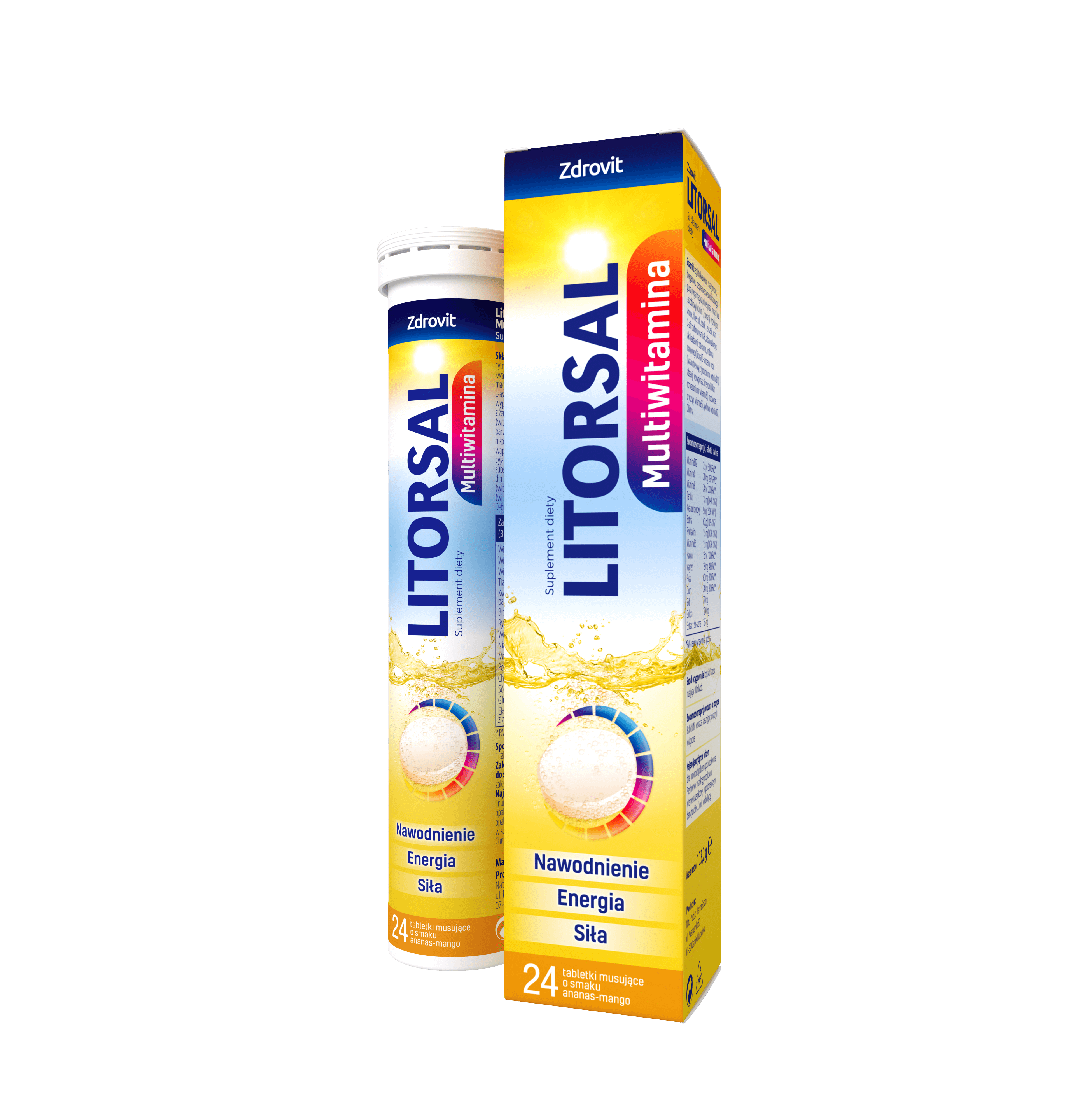 Litorsal Multiwitamina  multiwitaminowe tabletki musujące o smaku ananas-mango, 24 szt. 
