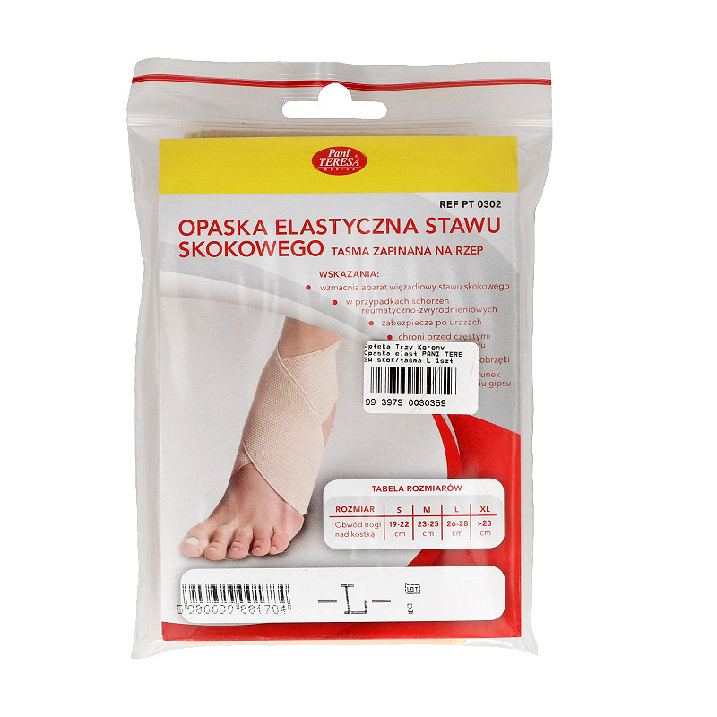 Pani Teresa Opaska elastyczna stawu skokowego  taśma łagodząca ból i obrzęki, rozmiar L, 1 szt.