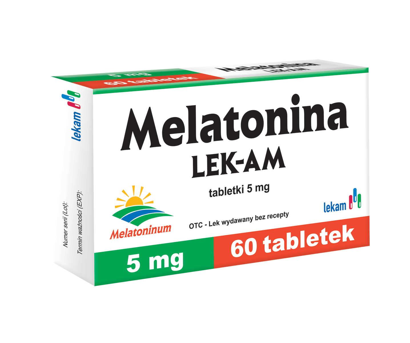 Melatonina LEK-AM 5 mg, tabletki z melatoniną wspomagające w zasypianiu, 60 szt.