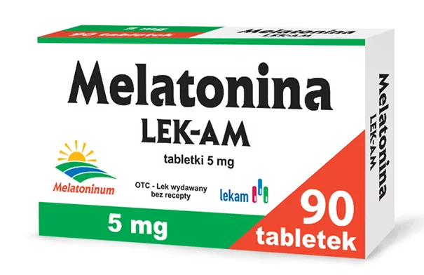 Melatonina LEK-AM 5 mg, tabletki z melatoniną wspomagające w zasypianiu, 90 szt.