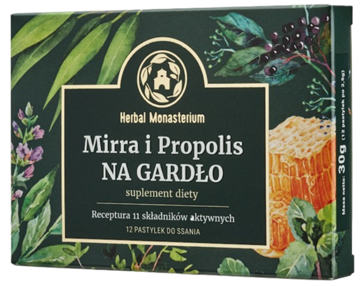 Mirra I Propolis Na Gardło 24 pastylki do ssania bez cukru