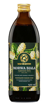 Herbal Monasterium Morwa Biała, sok z morwy białej wspomagający prawidłową produkcję insuliny, 500 ml