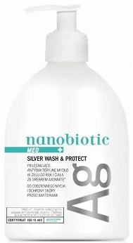 Nanobiotic MED Silver Wash & Protect, mydło w żelu do rąk i ciała ze srebrem, 500 ml