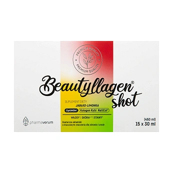 Beautyllagen Shot, 15 buteleczek x 30 ml, jabłko - limonka
