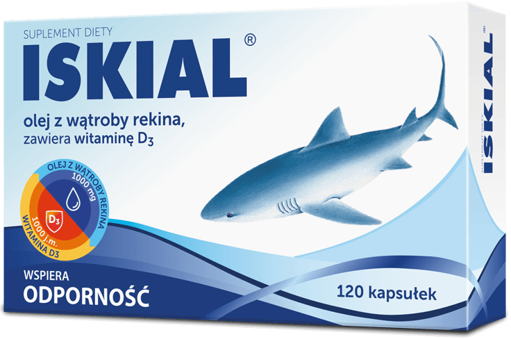 Iskial, kapsułki z olejem z wątroby rekina wspierającym odporność, 120 szt.