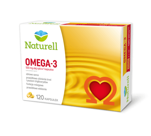Naturell Omega-3 , kapsułki ze składnikami wspierającymi zdrowe serce, prawidłowe ciśnienie krwi, 120 szt.