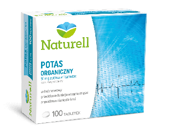 Naturell Potas organiczny, tabletki ze składnikami na prawidłowe funkcjonowanie mięśni oraz układu nerwowego, 100 szt.