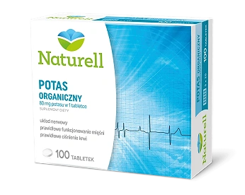 Naturell Potas organiczny, tabletki ze składnikami na prawidłowe funkcjonowanie mięśni oraz układu nerwowego, 100 szt.