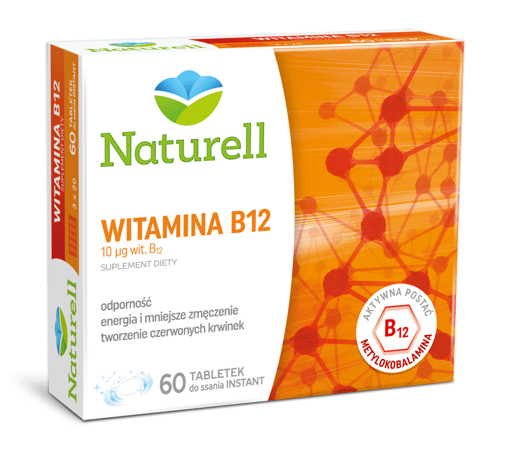 Naturell Witamina B12, tabletki do ssania ze składnikami wspierającymi odporność i produkcję czerwonych krwinek, 60 szt.