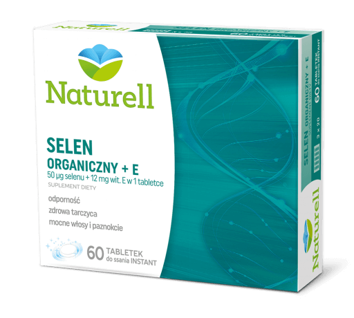 Naturell Selen Organiczny + E tabletki do ssania ze składnikami wspierającymi odporność i zdrową tarczycę, 60 szt.