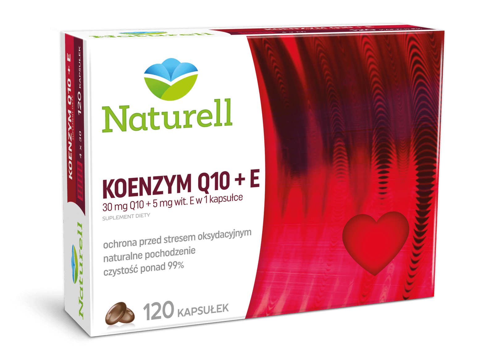 Naturell Koenzym Q10 + E, kapsułki ochronne przed stresem oksydacyjnym, 120 szt.