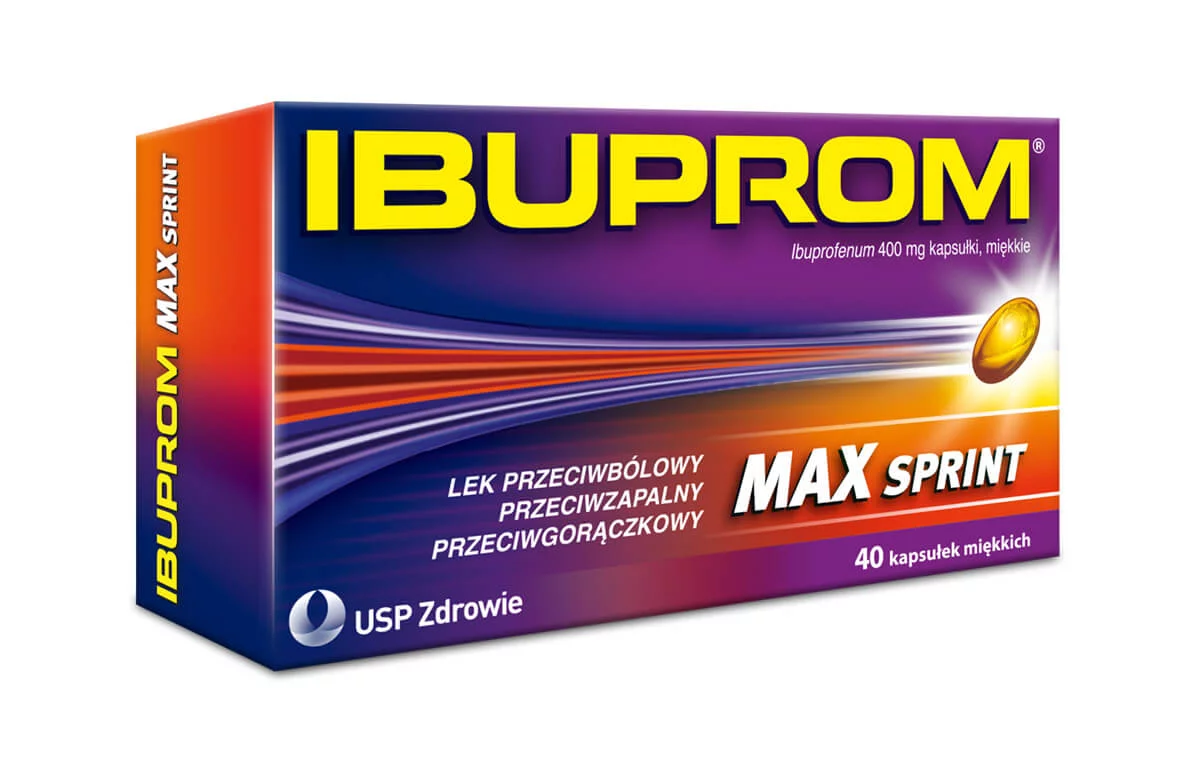 Ibuprom Max Sprint 400 mg, kapsułki przeciwbólowe, przeciwgorączkowe i przeciwzapalne, 40 szt.