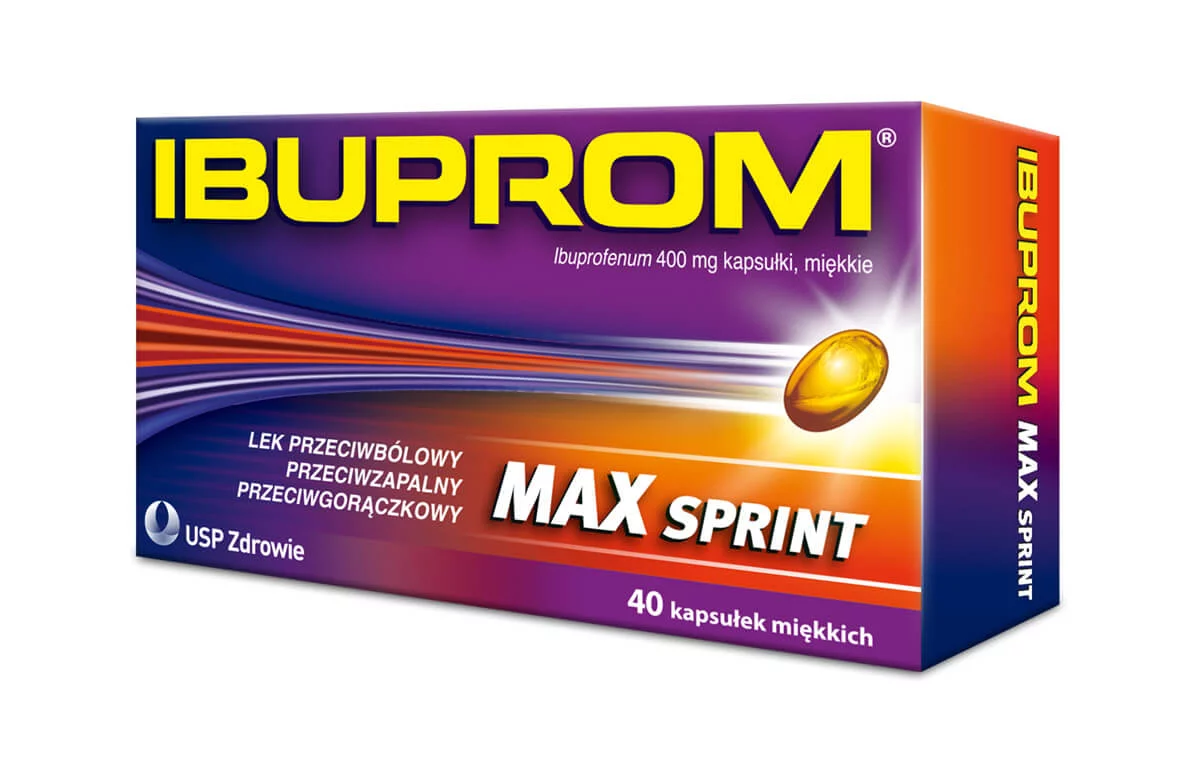 Ibuprom Max Sprint 400 mg, kapsułki przeciwbólowe, przeciwgorączkowe i przeciwzapalne, 40 szt.