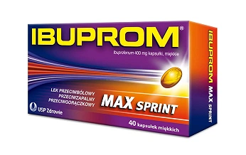 Ibuprom Max Sprint 400 mg, kapsułki przeciwbólowe, przeciwgorączkowe i przeciwzapalne, 40 szt.