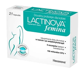 Lactinova Femina, kapsułki zawierające żywe kultury bakterii, 21 szt.